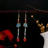 Pendientes Nuevos de Estilo Chino con Cuentas de Gota de Aceite de Jade Sintético, Pendientes Retro con Borla de Gota de Agua, Accesorios Simples Hanfu para Mujer