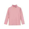 Camiseta de base de veludo escovado com gola média para crianças, meninos e meninas, outono e primavera, pulôver de base, gola alta parcial, T-shirt de manga comprida para todas as ocasiões