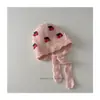 Chapéu de Lã Infantil Super Fofo de Cerejinha Estilo Inverno para Meninas com Renda Proteção de Orelha Quente Chapéu de Tricô