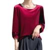 Camiseta de manga corta de terciopelo con cuello redondo para mujer, nueva, holgada, combinable, cómoda, de media manga, de seda agradable para la piel, para primavera y verano