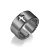 Anillos de Acero de Titanio de Moda Transfronterizos Europeos y Americanos para Hombres, Anillo Abierto Mate Liso Cruzado para Pareja, Joyería al por Mayor
