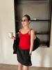 Top Camisola Ajustado Estilo Francés Wanwei para Mujer Primavera 2026 Nuevo Estilo Tirante Fino Borde Enrollado Chaleco de Punto P4065