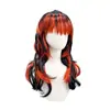 Disfraz de Halloween más vendido transfronterizo, fiesta de cosplay, peluca en capas negra y roja/blanca y negra, cabello largo liso, estilo europeo y americano