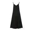 Vestido Negro de Tirantes Finos de Alta Gama Estilo Francés para Mujer, Perfecto para el Verano, Favorecedor para Mujeres de Tallas Grandes, Atuendo Completo