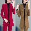 Jaqueta de Terno Formal Profissional de Moda de Alta Qualidade para Mulheres 2026 Novo Conjunto de Duas Peças Casual de Terno e Calça Outono e Inverno