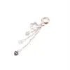 Plata de Ley S925 Colgante de Cadena con Borla de Flor de Plata Lisa Pulsera de Cristal Pulsera Trenzada Collar Accesorios Hechos a Mano DIY