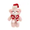 Colgante de Felpa Creativo Bufanda de Navidad Un Oso Rosa Blanco Llavero Muñeco de Dibujos Animados Lindo Accesorios para Muñecas