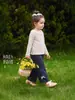 Pantalones de Niña Jellybaby Otoño Nuevo Algodón Puro Lunares Pantalones de Pierna Ancha para Niños Estilo Francés para Niños Pantalones de Bebé