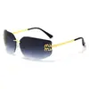 Nuevas Gafas de Sol Sin Marco con Letras Doradas, Gafas de Sol de Moda para Hombres y Mujeres, Viajes Transfronterizos y Conducción, Protección UV