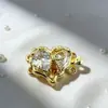 Color Oro 18K Conservación del Color Broche de Doble Fila Corazón de Zircón Conector para Collar y Pulsera Accesorios de Joyería DIY de Alta Gama Venta al por Mayor