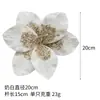 Novas decorações de Natal, flores artificiais, tecido vermelho de alta qualidade com glitter e lantejoulas, ornamentos de flor de magnólia artificial para comércio transfronteiriço