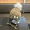 Moda de Invierno para Niños Gorro de Punto Lindo con Pompón de Lana de Moda para Bebé Caliente Forrado de Doble Capa Protección para las Orejas Gorro de Lana
