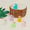 Creativo Miniatura Estéreo Dibujos Animados Conejo Luminoso Animal Resina Hecho a Mano DIY Joyería Micro Paisaje Adornos Estéreo