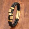 Amazon se dedica a la pulsera de cuerda de cuero para hombre con dijes de acero inoxidable tejidos estilo punk retro europeo y americano, joyería para regalo de vacaciones.