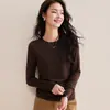 Camiseta Nube Mousse en múltiples colores, camiseta básica de cuello redondo para mujer, otoño 2026, camiseta de manga larga, básica, de alta gama, corte ajustado