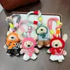 Chaveiro de Pelúcia Coelho com Top Listrado Criativo Boneca de Headgear Desenho Animado Pingente de Bolsa Coelho Pequeno