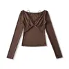 Ap25531-25 Novo Estilo de Verão American Girl Estilo Doce Estilo Pura Luxúria Costura de Renda Falso Duas Peças Camiseta de Manga Longa