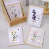 Tarjeta de Felicitación Completa Mini Tarjeta de Felicitación Tarjeta de Mensaje Simple Dibujo Animado Lindo Bendición para el Día del Maestro Tarjeta de Felicitación con Flores Secas