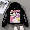 Sudadera con capucha fina de moda infantil, estampado de Kpop, anime, dibujos animados, venta caliente, jersey de cuadros para primavera y otoño de Amazon