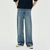 APO Moda Masculina Streetwear Americano Jeans Masculino Lavado com Rasgos Senso de Alto Padrão Moda Tendência Calças Retas Largas