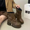 Botas de Pantalón de Suela Gruesa para Aumentar la Altura Estilo Británico Más Vendidas para Mujer Nuevas Llegadas Otoño/Invierno 2026 Botines para Personas Petitas y Delgadas Botas Martin