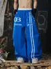 Fabricante Original Retro Americano Calle Alta Estampados Doble Cintura Unisex Verano Deportes Holgados Pierna Ancha Paracaídas Pantalones Casuales