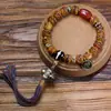 Pulsera Tallada de León y Bestia Auspiciosa Estilo Tíbet DIY con Accesorios de Astas de Ciervo Rojo del Sur para Hombres y Mujeres