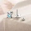 Pendientes Versátiles de Estrella de Cuatro Puntas Estilo Coreano Henson con Tuercas de Rosca Doble, Joyería de Piercing de Alta Gama