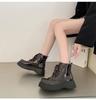 Zapatos Pequeños de Cuero Estilo Británico Retro Botas de Mujer Nuevas Otoño e Invierno 2024 Estilo Británico Suela Gruesa Botines Elevadores