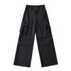 Principios de Otoño Street Style para Mujer Pantalones Crock Holgados de Cintura Alta Nuevos Pantalones Casuales con Bolsillos Dobles Pantalones de Baile Hip-Hop