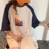 Camiseta Manga Curta Caranguejo Wubi Feminina Solta Estilo Coreano Estudante College Top Moda Roupa de Melhor Amiga Chegada Nova de Verão Camada Base