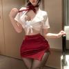 Ropa Interior Sexy Deseo Puro Uniforme de Azafata Tentación Sexy Profundo V Pasión Libre Secretaria Club Nocturno Falda de Cadera Mujeres