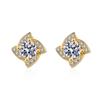 Versión coreana de pendientes de molino de viento giratorios con trébol de cuatro hojas y diamantes Mousang con microincrustaciones, temperamento, moda femenina, pendientes plateados simples al por mayor