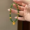 Colgante Fortuna Grasa Pulsera de Chalcedonia Verde con Cuentas Pulsera de Lujo Ligero para Mujer Único Nuevo Estilo Chino Bolsa de la Suerte Ágata Verde Joyería de Mano