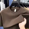Camiseta de manga corta con cuello redondo para hombre, 230g de algodón puro, bordado de poni, ropa para hombre casual, a la moda, versátil