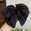 Pinza para el Cabello de Lazo Negro Grande de Satín de Alta Gama, Pinza con Forma de Nube para Mujer
