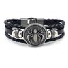 Moda europea y americana Pulsera de hombre retro Aleación Escudo de araña pulsera de cuero tejida venta rápida WISH suministro transfronterizo