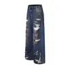 Calça Jeans Masculina Jiayiku 2025 Outono Estilo Deserto Americano High Street Ro Estilo Jeans Rasgado Pesado Comprimento Total
