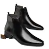 Amazon Aliexpress Populares Botas Chelsea de Talla Grande Transfronterizas Botas de Cuero de Caña Alta Punta Fina Estilo Británico Botas de Caña Media para Hombre
