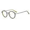 Antitormenta negra con montura de gafas de moda retro para hombre, montura redonda, estilo punk, metal, luz anti-azul, espejo plano al por mayor