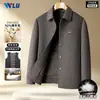 Casaco de lã masculino dupla face com forro espesso para o inverno, estilo curto business casual com gola de lapela, jaqueta de trabalho