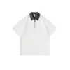 Camisa Polo Rumei Estilo Americano Tendência Retrô com Meio Zíper para Homens, Verão Caimento Solto, Estilo de Rua para Uso Externo, Falso Duas Peças Manga Curta