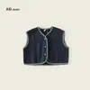 Tops de Bebê Estilo Retrô Colete Estilo Coreano Infantil Lançamento Primavera 2025 Roupas Infantis Jaqueta Cropped Primavera e Outono para Meninas Peça Pequena