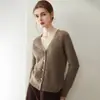 Suéter Cardigan para Mujer de Cachemira Pura, Manga Larga, Cuello Amplio, Tejido de Trenza, Nuevo Estilo Grueso de Otoño e Invierno