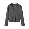 Comercio Exterior AliExpress Ropa de Mujer 2026 Moda Europea y Americana Versátil Casual Botón en el Puño Cuello en V Tejido para Mujer G866931