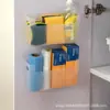 Estante de cocina sin perforaciones para pared, gabinete de pared, cesta colgante de pared, puerta de gabinete, bolsa de plástico para film transparente