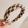 Faixa de Cabelo Xadrez Torcida Outono e Inverno Alta Pressão no Crânio Faixa de Cabelo Versátil ao Ar Livre Caverna Estilo Preppy Faixa de Cabelo Faixa de Cabelo