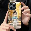 Aplicable a Apple 18PRO Funda de Vidrio Templado 17PROMAX Chica en Bicicleta Cubierta Protectora iPhone16 Hoja de Arce 17E