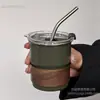 Caneca de Café de Aço Inoxidável 304 Alto Valor de Cor Caneca Portátil com Tampa Caneca Anti-queimadura Acampamento ao Ar Livre Caneca Portátil para Bebidas Frias