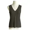 Top sin mangas de cuello en V estilo perezoso para mujer, primavera y otoño, seda fina, transpirable, corte relajado, casual, diseño sin costuras